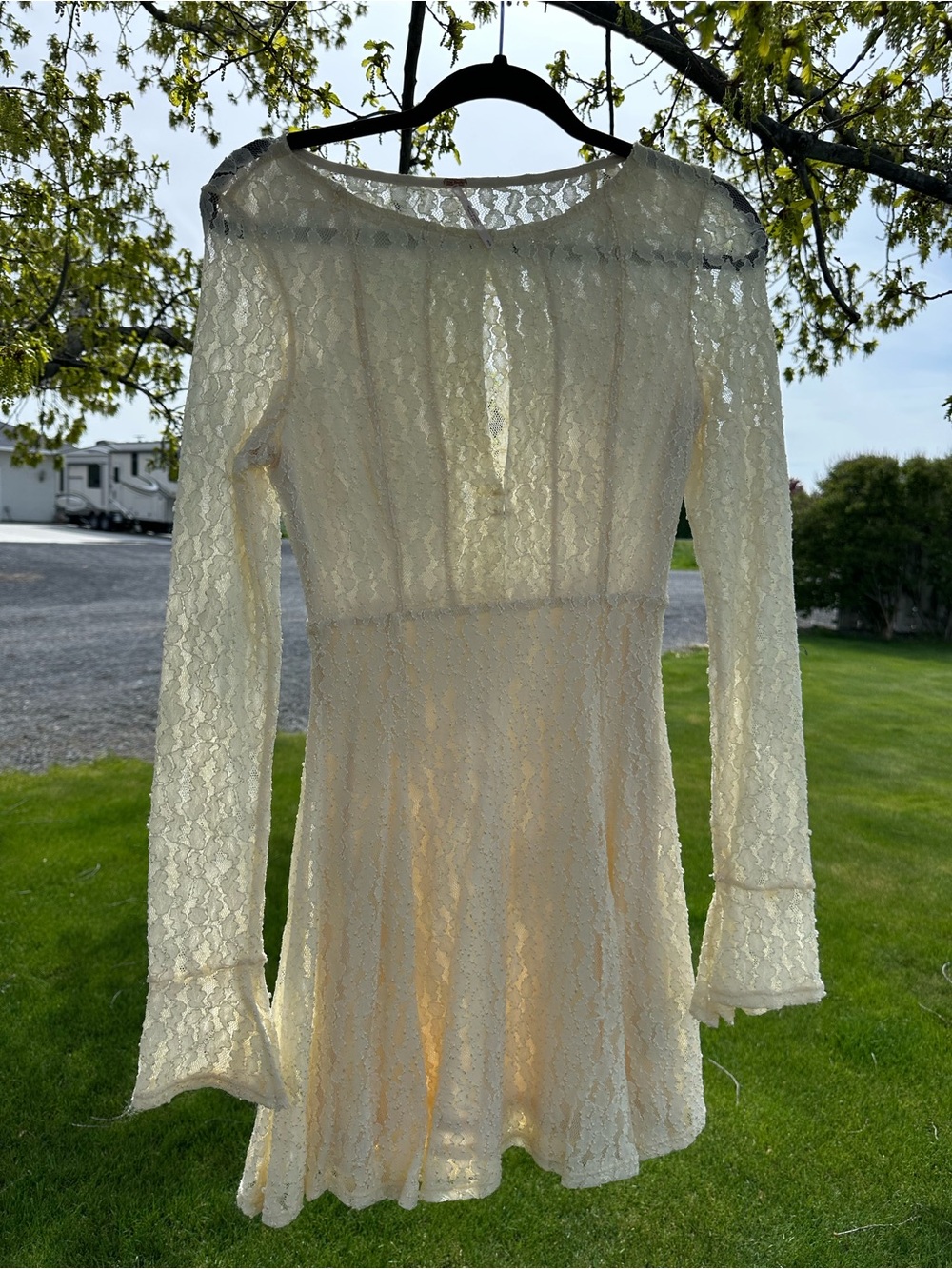 Free People Ivory Crochet Lace Mini Dress